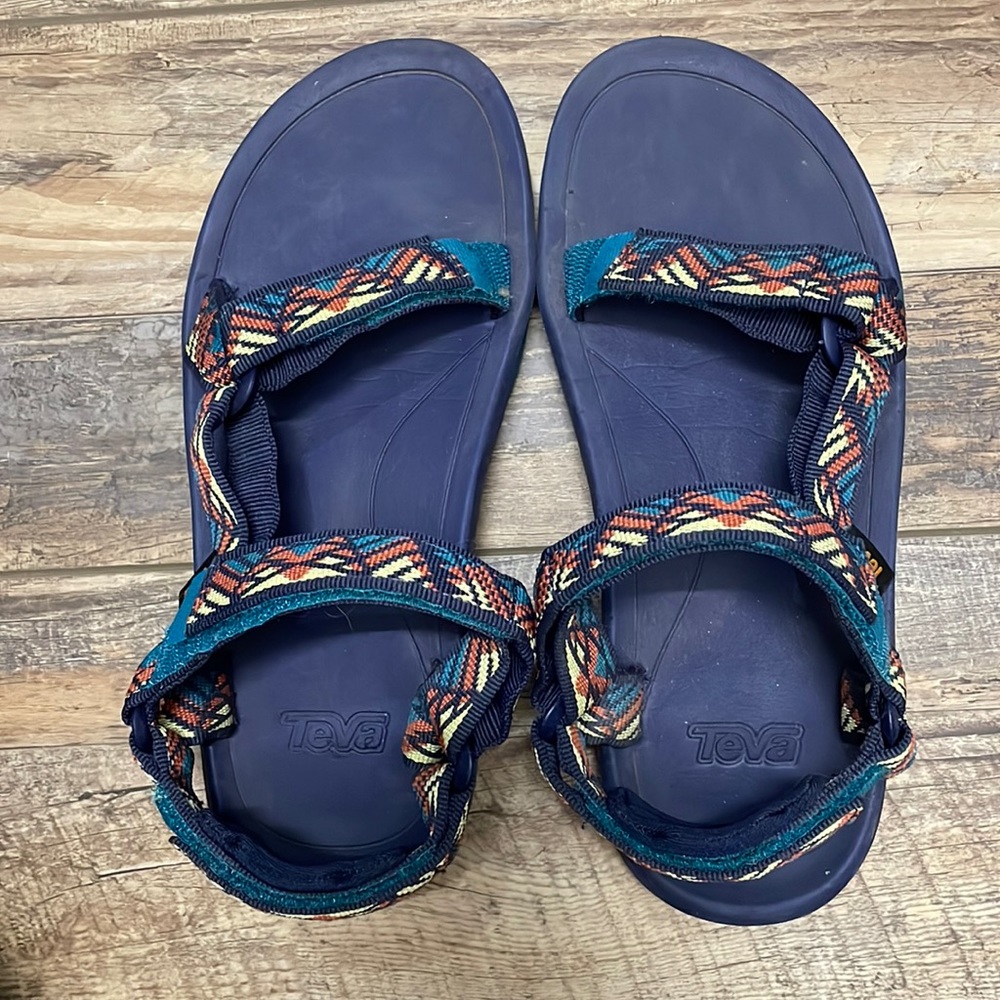Patterned Blue Teva Sandals